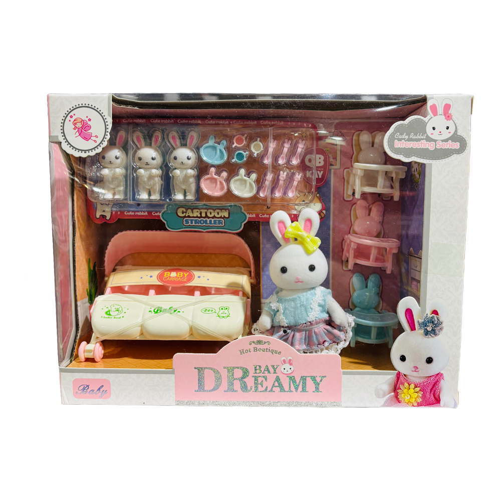 Cute Rabbit Doll Stroller Set
