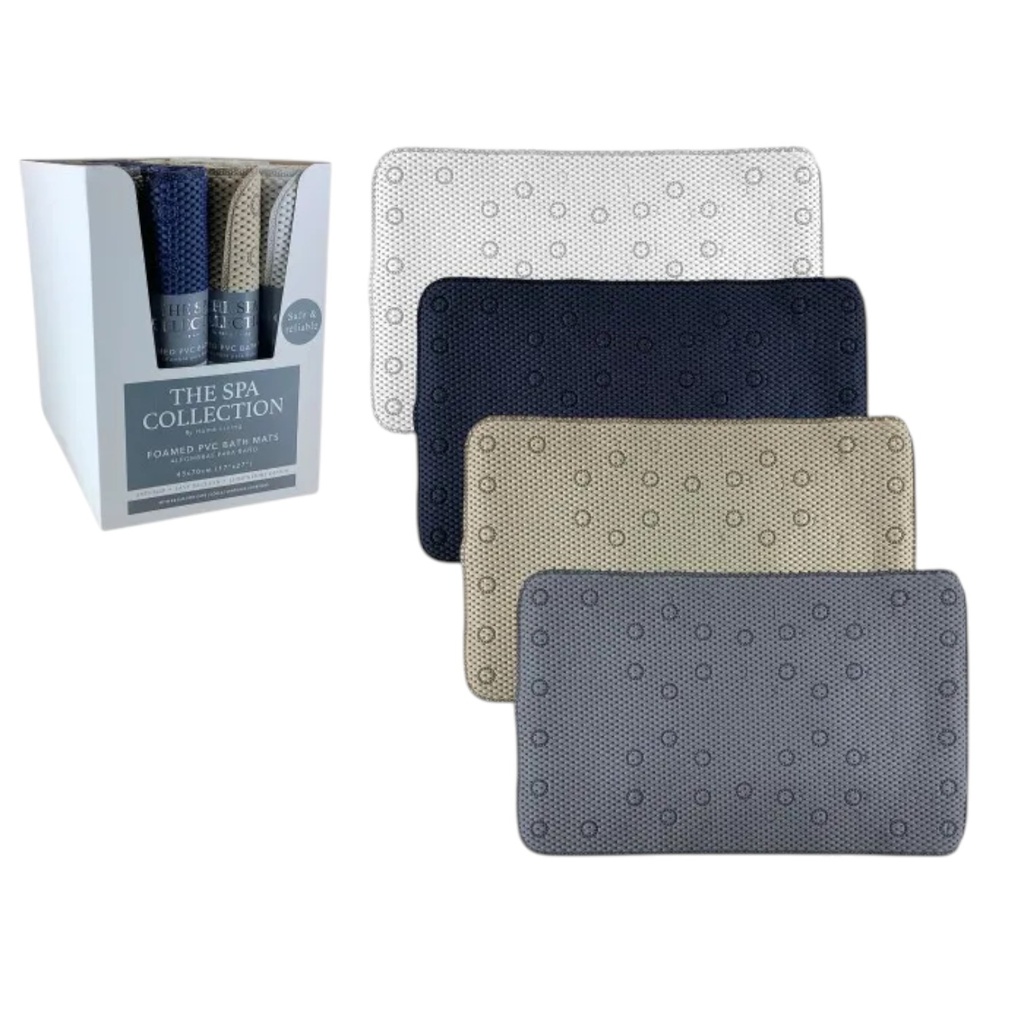 Spa Collection PVC Bath Mat with Suction Cups, Assorted