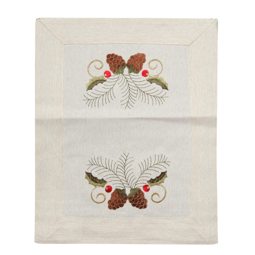 ^Miro Placemat and Table Runner Set, Acorn 13 x 70 In., White/ Red