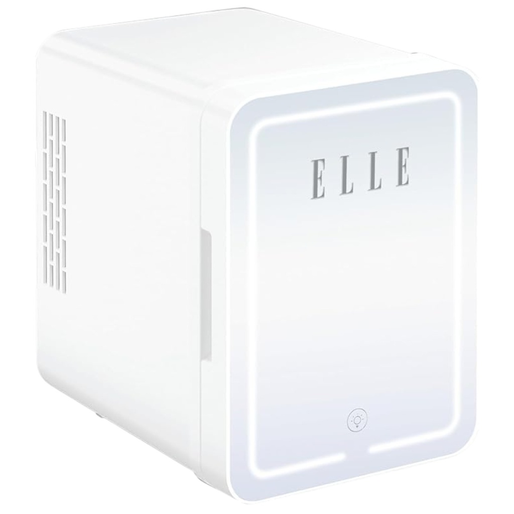 Elle Mini Cooler with LED Makeup Mirror, White