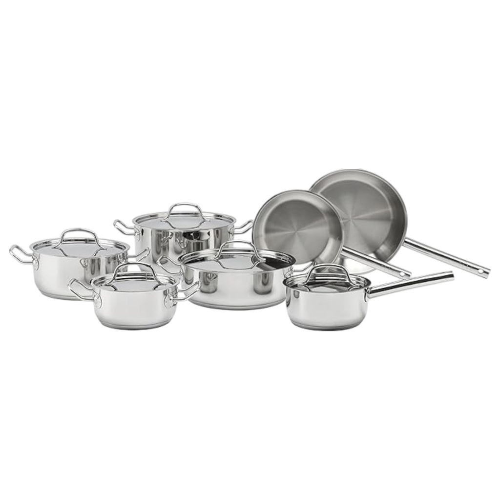 Elle Cookware Set 12-Piece, Stainless Steel