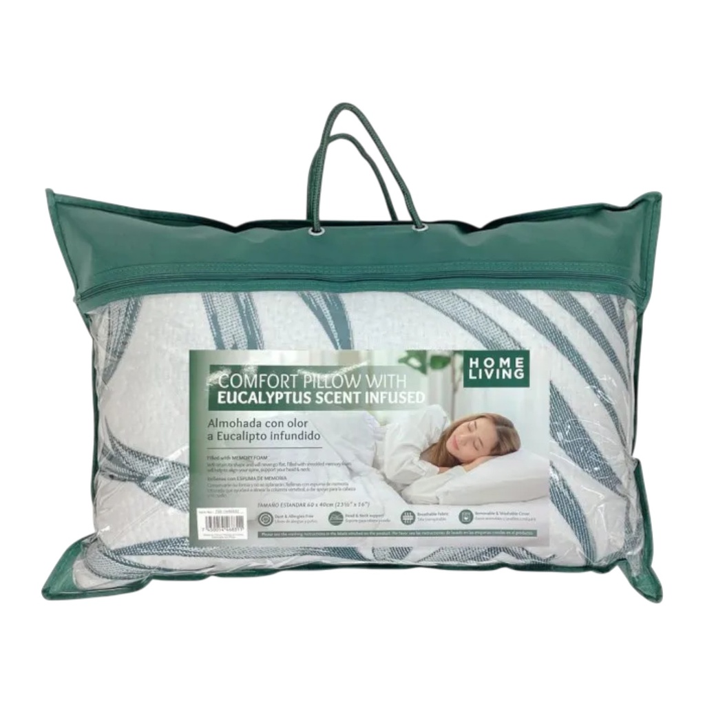 Home Living Eucalyptus Memory Foam Pillow 60x40cm, Green