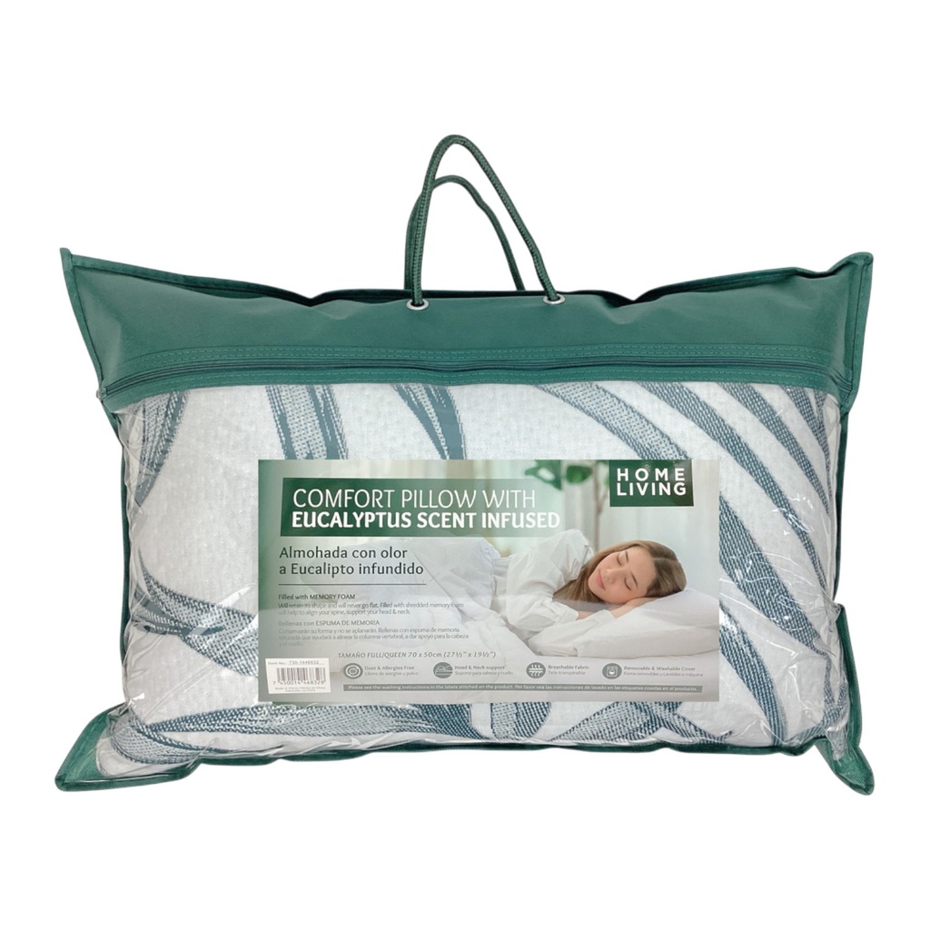 Home Living Eucalyptus Memory Foam Pillow 50x70cm, Green