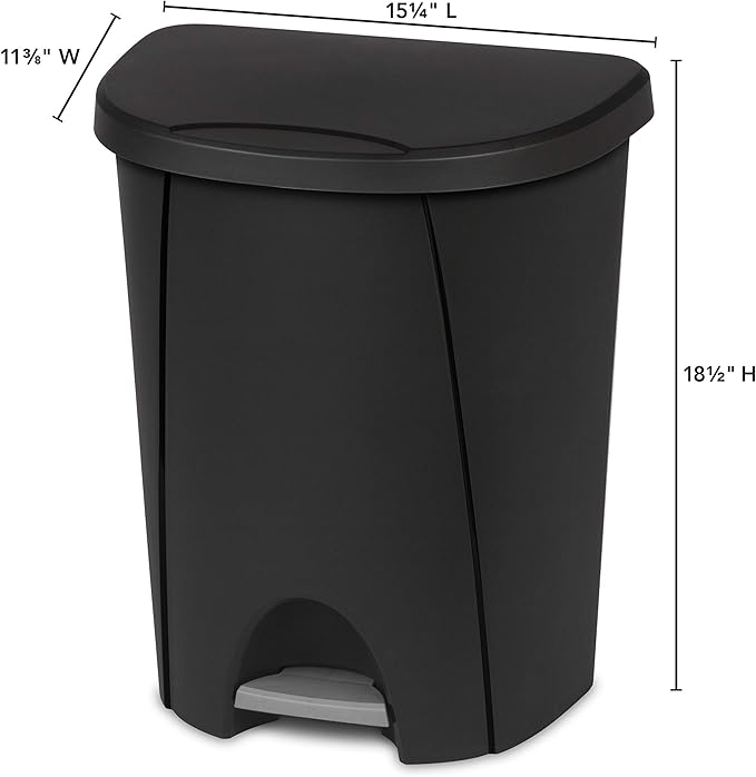 Sterilite Step-on Wastebasket 6.6 Gal., Black