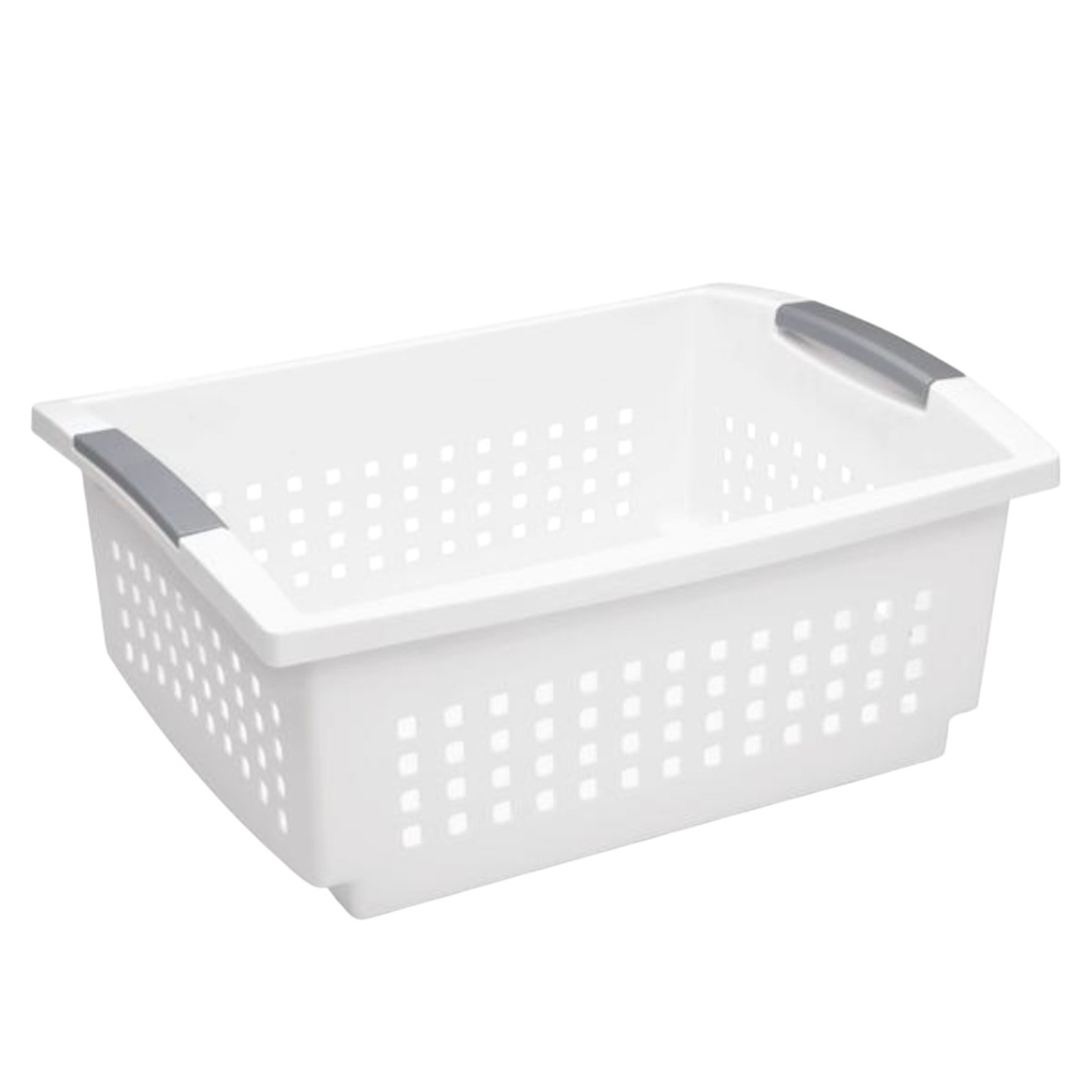 Sterilite Large Stacking Basket, White