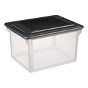 Sterilite File Box, Clear Plastic Bin with Black Lid