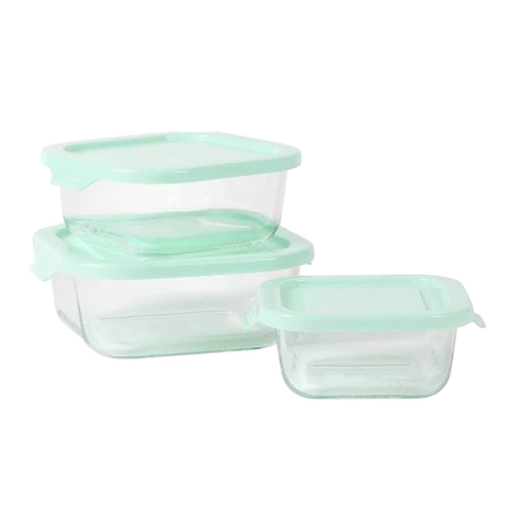Martha Stewart Hadsell 6 Piece Glass Storage Containers (Square) with Lids, Martha Blue