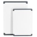 Oster Bergen 2 Piece Plastic Cutting Board Set With Non-Slip Feet, White/ Grey