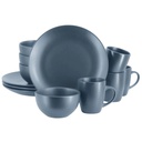 Gibson Home Everyday Plus 12 Piece Stoneware Dinnerware Set, NavyP