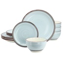 Gibson Home Holcomb 12 Piece Ceramic Dinnerware Set DuraStone Blue