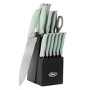 Oster Lindbergh 14 Piece Knife Set with Block, Soft Grip Handles, Sage Green

