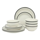 Gibson Home Hometown Diner 12 Piece Fine Ceramic Dinnerware Set, Black