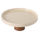 Gibson Elite Gracious Dining Cake Stand with Acacia Wood Base 10.7 x 4.5 In. Taupe
