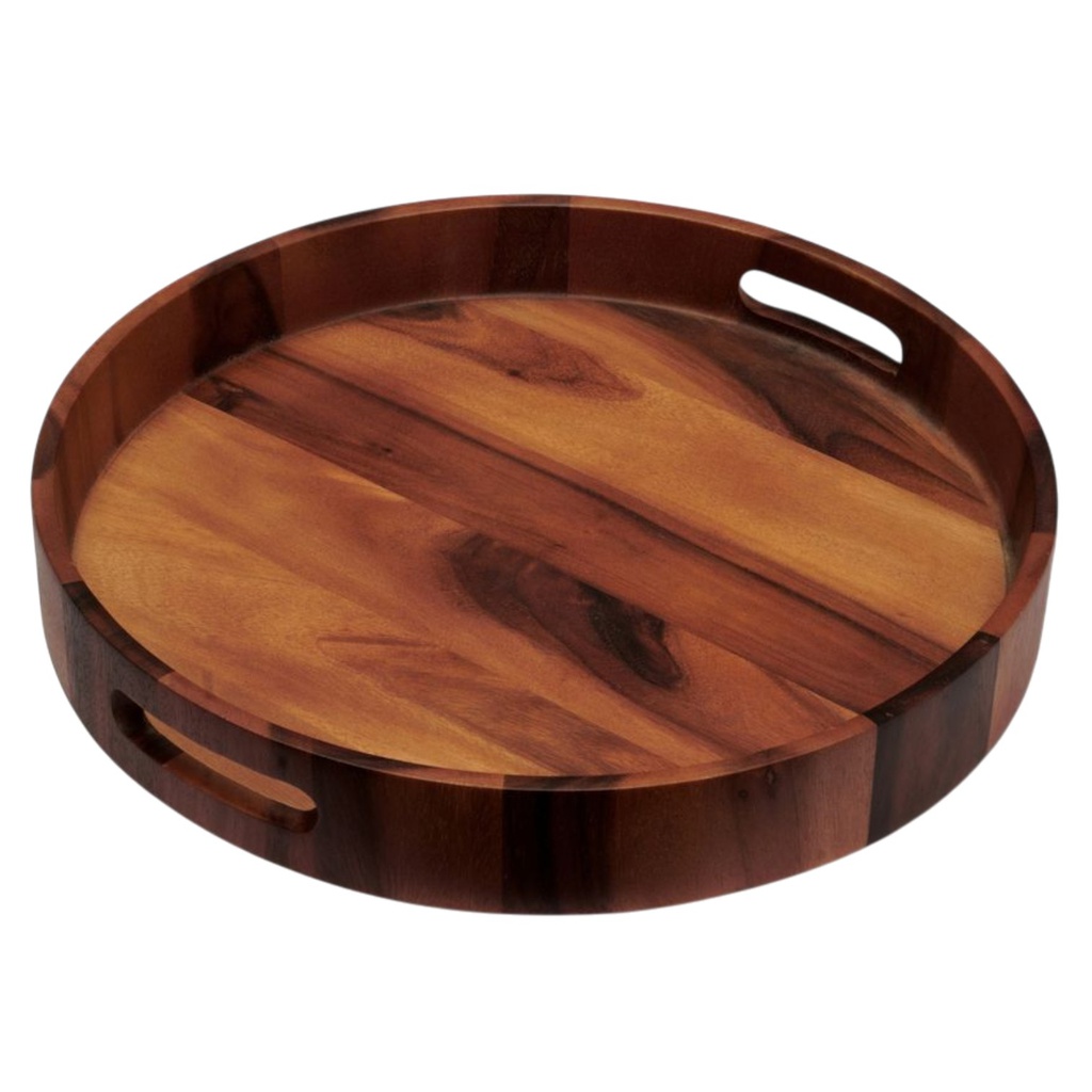 Nautica Home Acacia Round Serving Tray with Handles