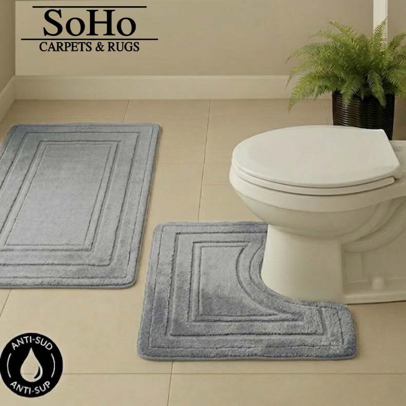 SoHo Carpets Bath Mats, Silver (2-Piece Set)