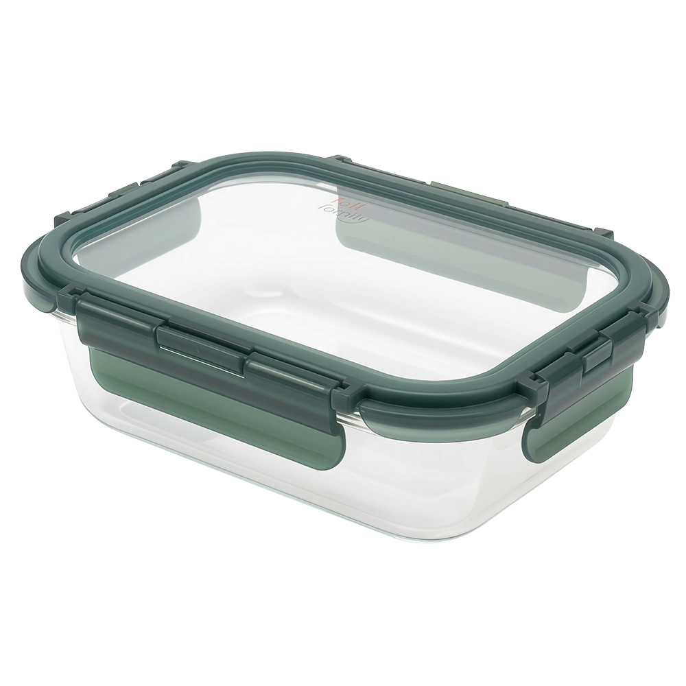 Windrose Glass Food Container Rect. 1500ml, Green