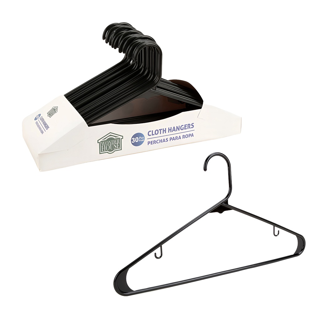 Wonder House Clothes Hangers, 30-pack, Black
