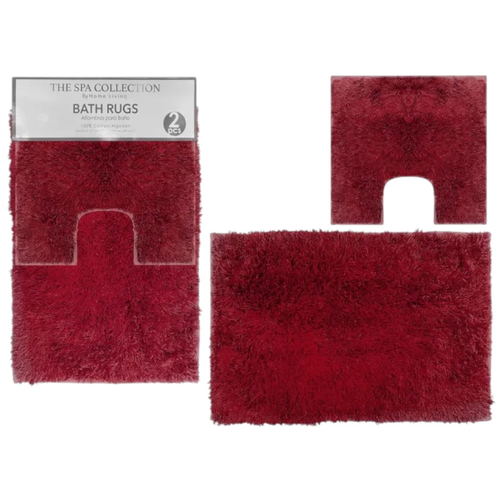 Spa Collection 2pc Bath Mat Set, Red