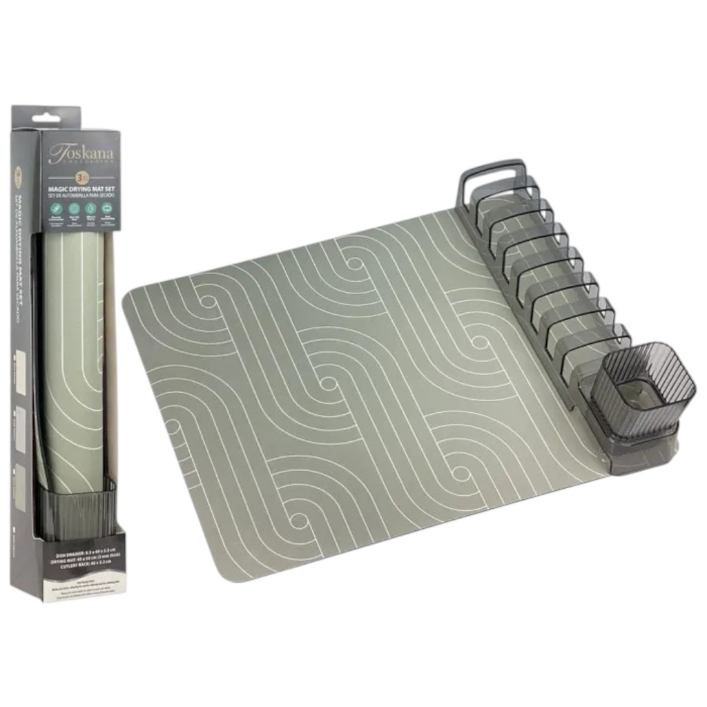 Toskana Collection Magic Drying Mats - 3pc Set, Green