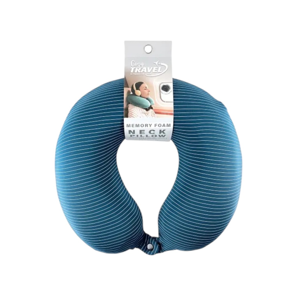 Toskana Collection Memory Foam Neck Pillow, Blue/ Dark Grey