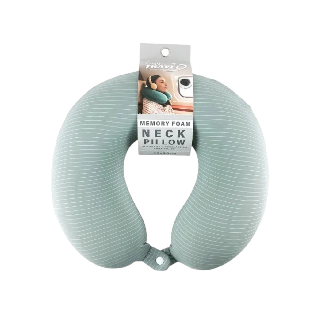 Toskana Collection Memory Foam Neck Pillow, Green/ Light Grey