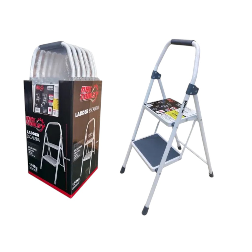 Max Tools 2-Step Ladder, Grey/ White