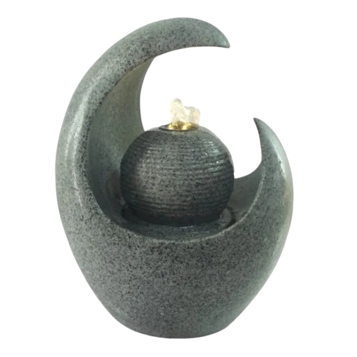 Decore Polyresin Fountain with LED Light, Grey