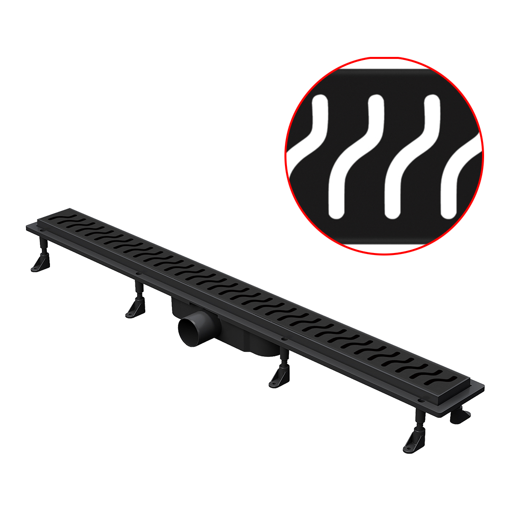 Bahit Shower Drain Grid (SS 304-ABS) 80x6x1.5cm Black