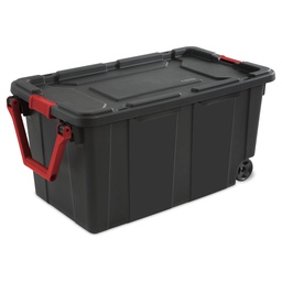 [14699002 / 5364088] Sterilite Wheeled Industrial Tote 40 Gal. Black &amp; Red