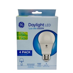 [E50026 / 93131596] GE LED Bulb 11W A19 6500K 1100LM UL 4-pack