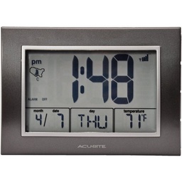 [13131A4] Acu-Rite Atomic Alarm Clock with Date, Day of Week and Temperature 7 In.