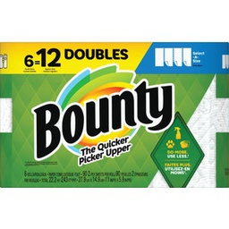 [30772157039 / 3077205825 / 1311851 / 80798314] Bounty Select-A-Size Paper Towels, 6 Double Rolls, 90 Sheets Per Roll