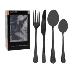 [716-148923 / RN-14892-Black] Royal Norfolk 16pc Cutlery Set, Black