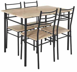 [KCWF2024082610-OAK] Kenneth Cole Luka Cafe Table with 4 Chairs, Oak