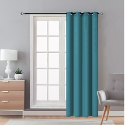 [715-AQUA / 1458672 / CHBC32603] Classy Homes Blackout Curtain 1pc Microfiber with Silicone Rubber Backing