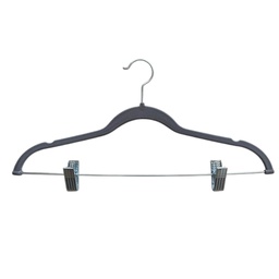 [N38-105-GRY] Nautica Velvet Hangers with Clips 6-pack, Grey