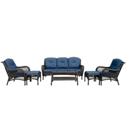 [854-ARCLA] Ideal Furniture Arcline 6pc Patio Set, Coffee/ Blue