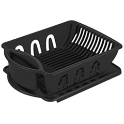 [06219006] Sterilite 2-Piece Sink Set Dish Drainer and Drainboard, Black