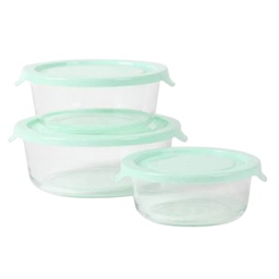 [131112.06] Martha Stewart Hadsell 6 Piece Glass Storage Containers (Round) with Lids, Martha Blue