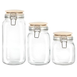 [136553.03] Martha Stewart Rindleton 3 Piece Glass Canister Set with Ceramic Lids, Off-White
