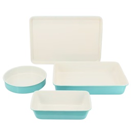 [141036.04] Martha Stewart Everyday Color Bake 4 Piece Nonstick Bakeware Set Carbon Steel, Teal