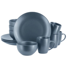 [142564.12] Gibson Home Everyday Plus 12 Piece Stoneware Dinnerware Set, NavyP