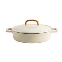 [145218.02] Hy-Vee Seasons Braiser with Lid Enamel Cast Iron 3.5 Qt., Linen