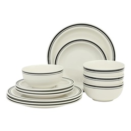 [150695.12] Gibson Home Hometown Diner 12 Piece Fine Ceramic Dinnerware Set, Black