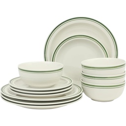 [150696.12] Gibson Home Hometown Diner 12 Piece Fine Ceramic Dinnerware Set, Green