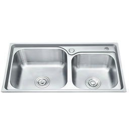 [8143 / RHTDBKS34167] Royal Homes Double Bowl Sink, 31.9 In. x 16.9 In. x 7.1 In., Stainless Steel
