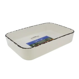 [705-04298] Life Art Porcelain Bakeware Rect. Cream/ Black