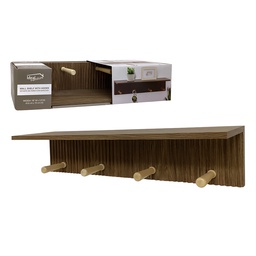 [701-DBE04793] Ideal Furniture Wall Shelf with Hooks Brown