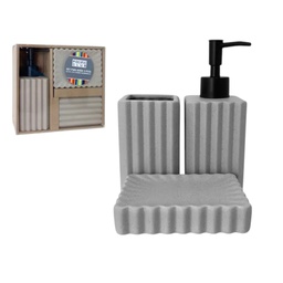 [734-2403628] Pacific Club 3pc Ceramic Bath Accessory Set, Beige