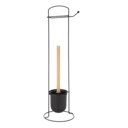[734-1450246] Spa Collection Toilet Brush with Toilet Paper Holder, Black